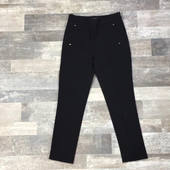 Zara Basic Black Split Hem Skinny Pants - Picture 2 of 10
